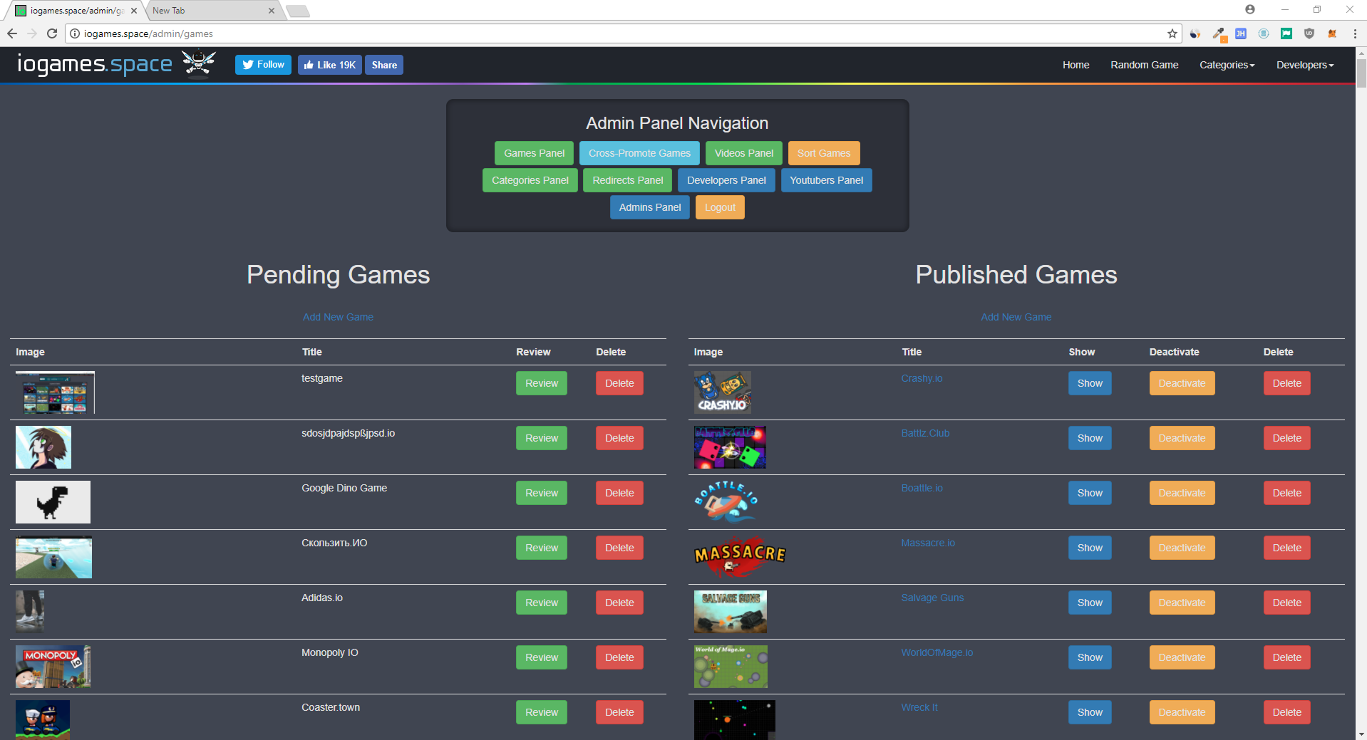 The admin panel I built to manage hundreds of game submissions
