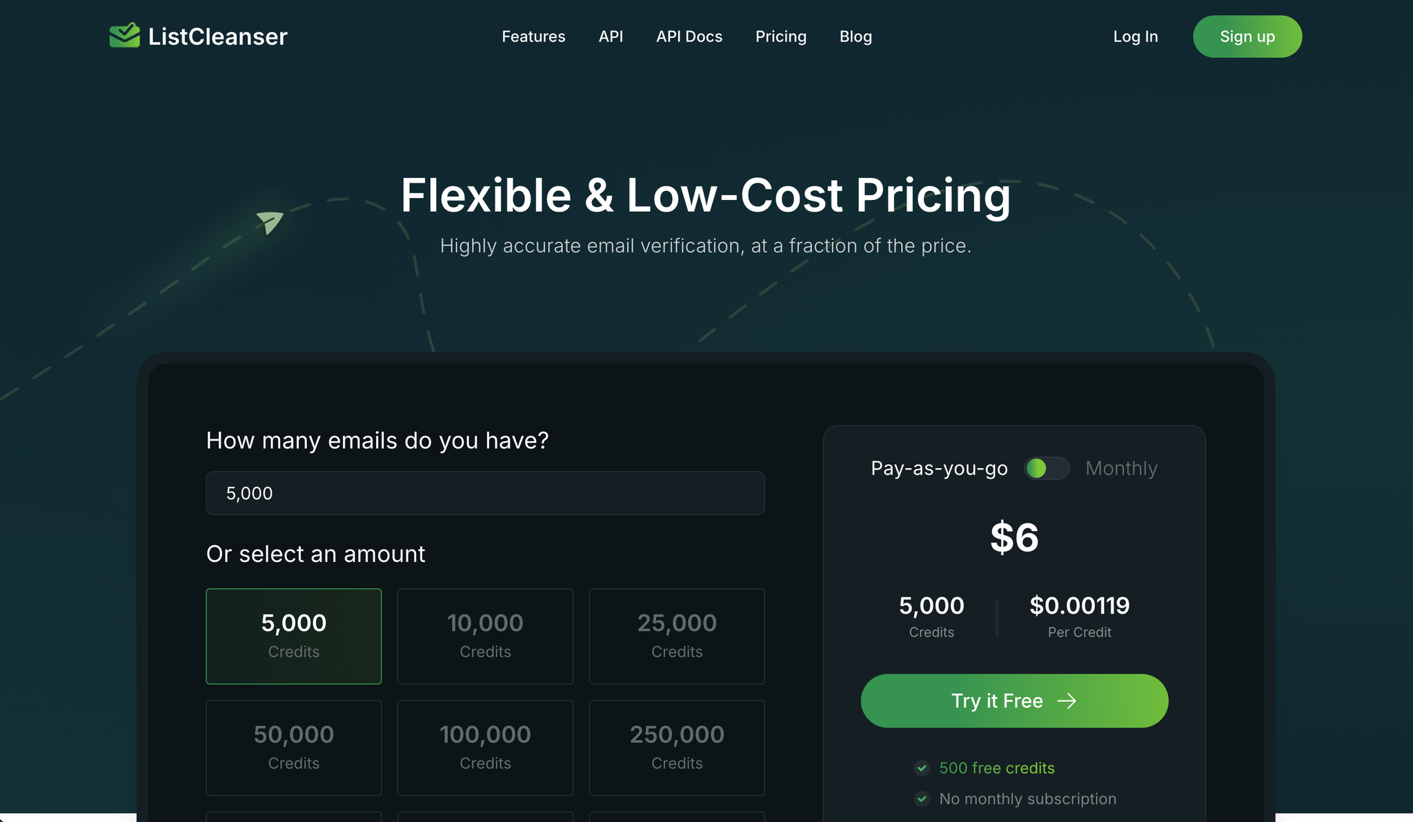 Pricing page